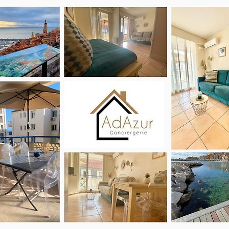 Les Rivages 2P Terrasse Parking Apartment Menton Bagian luar foto